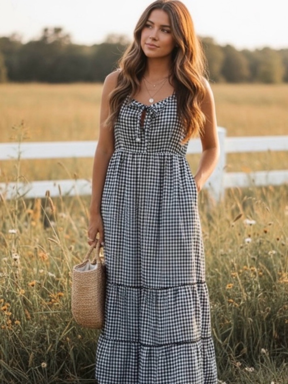 Cynthia Rowley Cottagecore Maxi Dress Size 12 Linen-Blend Gingham Romantic